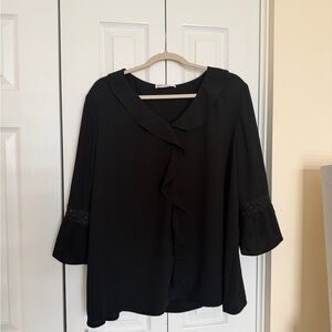 Quarter Sleeve Elegant Black Women's Blouse